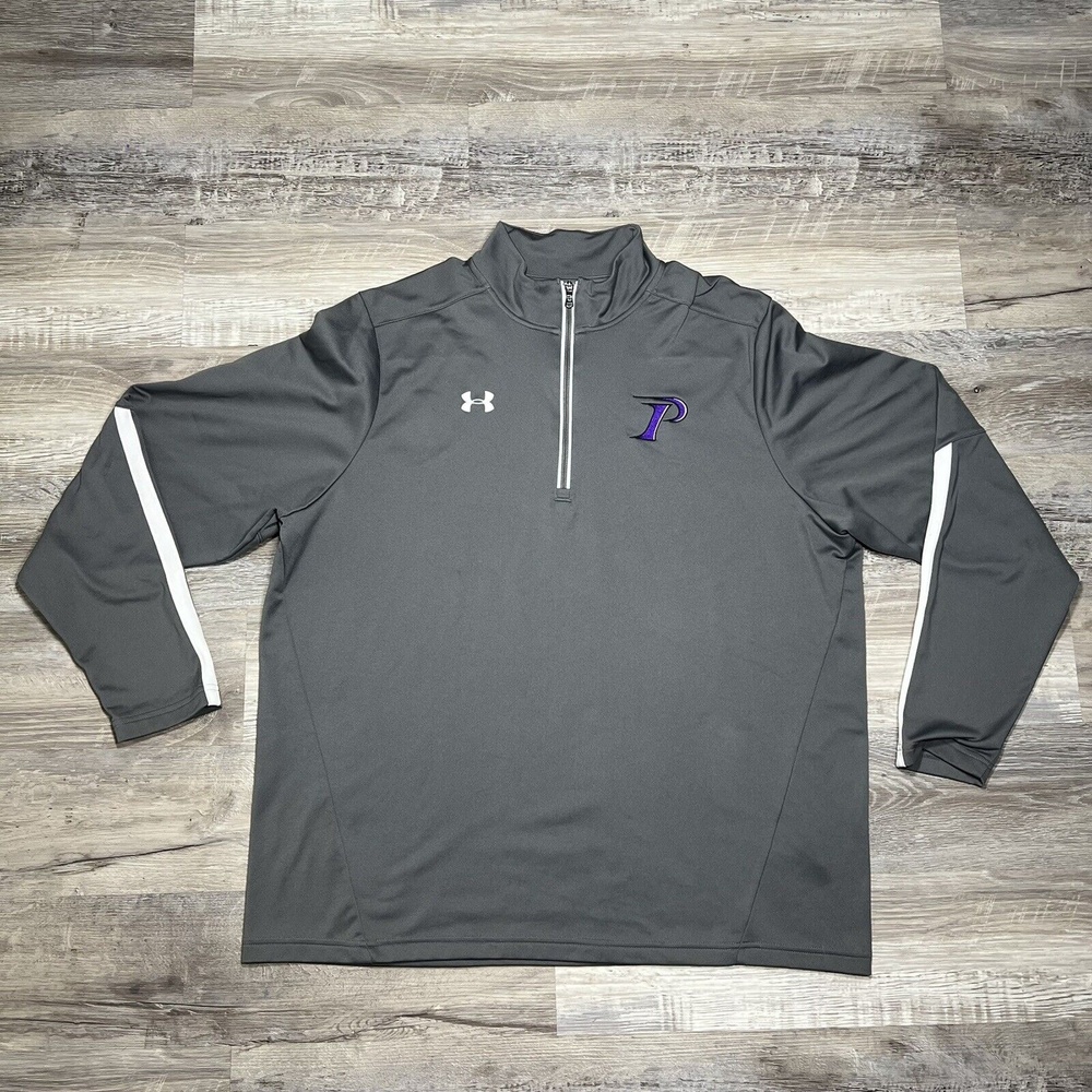 Under Armour Men's Size 2XL Pullover Sweater Half Zip Solid Gray 100% Polyesters